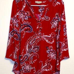 Red paisley blouse
